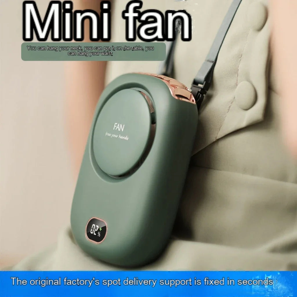 New Portable Mini Fan Hanging Handheld Fan Rechargeable Bladeless Turbo Ultra Quiet Student Hand Held Fan Outdoor Sports Travel Oasis Select