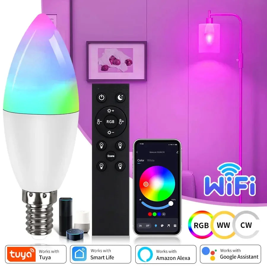 E14 WiFi Smart Candle Bulb 5W/7W/9W | Alexa & Google Home Smart LED Bulb Oasis Select