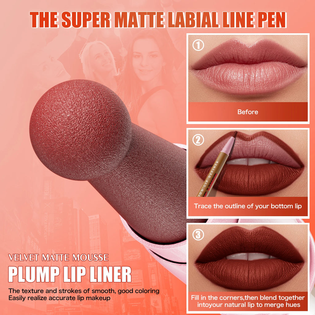 W3W 2-in-1 Waterproof Liquid Lip Liner & Stain | 24Hr Matte