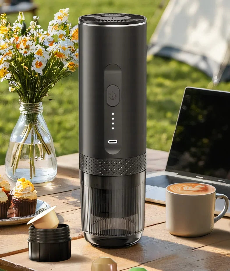 Wireless Electric Espresso Coffee Machine for Car & Home Camping Portable Coffee Maker 2-in-1 Capsule Powder Travel Coffee Maker Oasis Select
