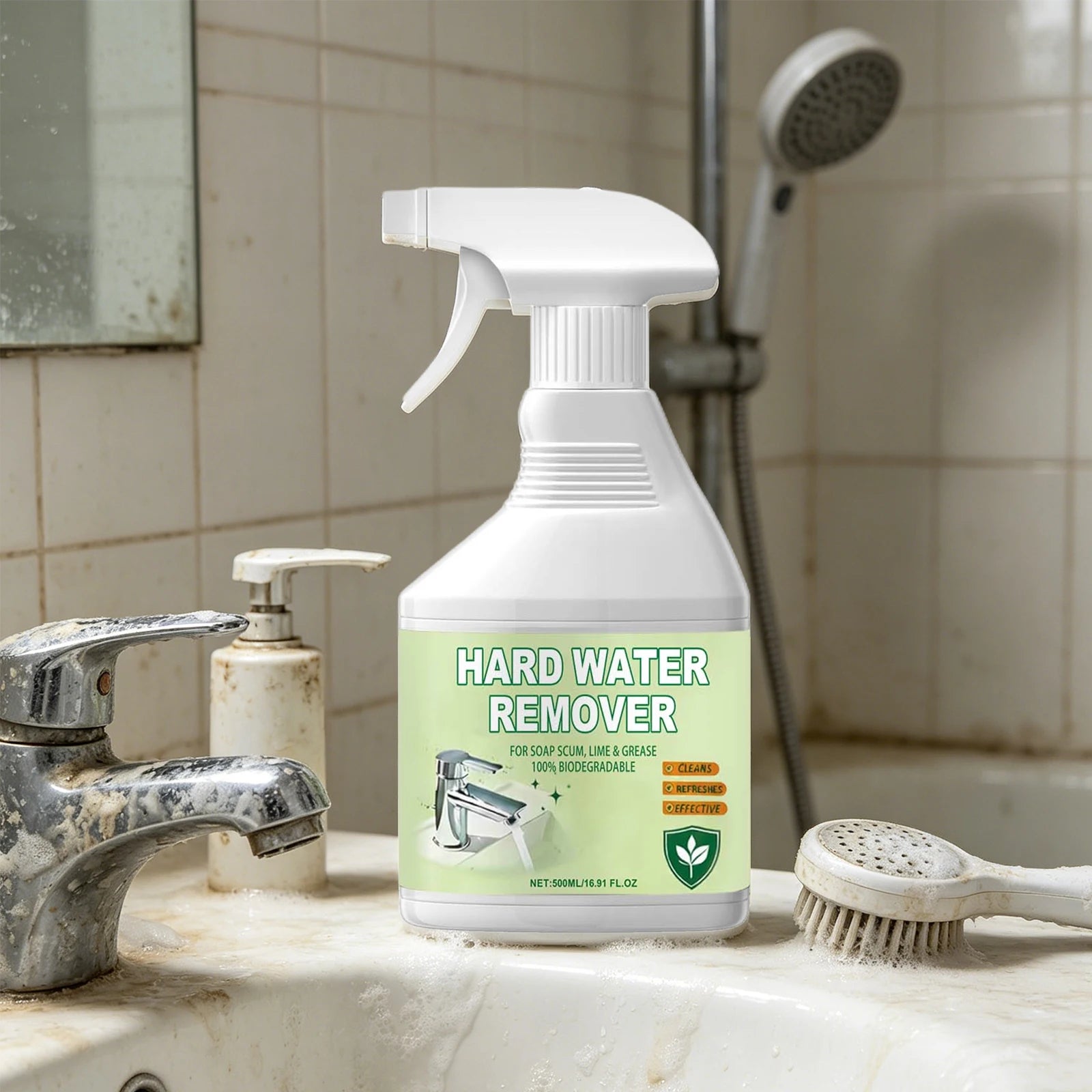 Hard Water Remover Spray Quickly Dissolves Stubborn Limescale for Sinks Faucets Shower Doors and Tiles Restores Shine Home Care Oasis Select