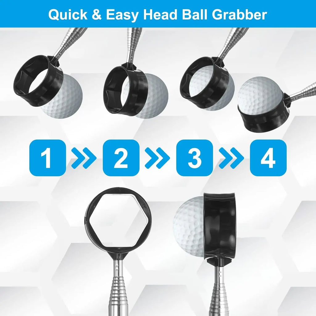 Telescopic Golf Ball Retriever Extendable Aluminum Shaft Lightweight Grabber Lanyard Pond Lake Water Hazard Golf Accessories Oasis Select