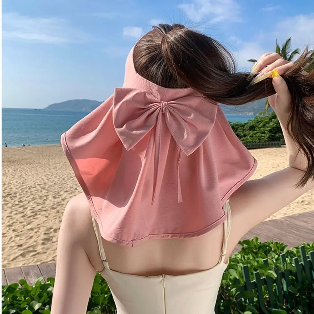 Summer Large Brim Sun Hat Neck Protection Anti-UV Empty Top Ponytail Cap Sun Protection Breathable Beach Shawl Hat Oasis Select