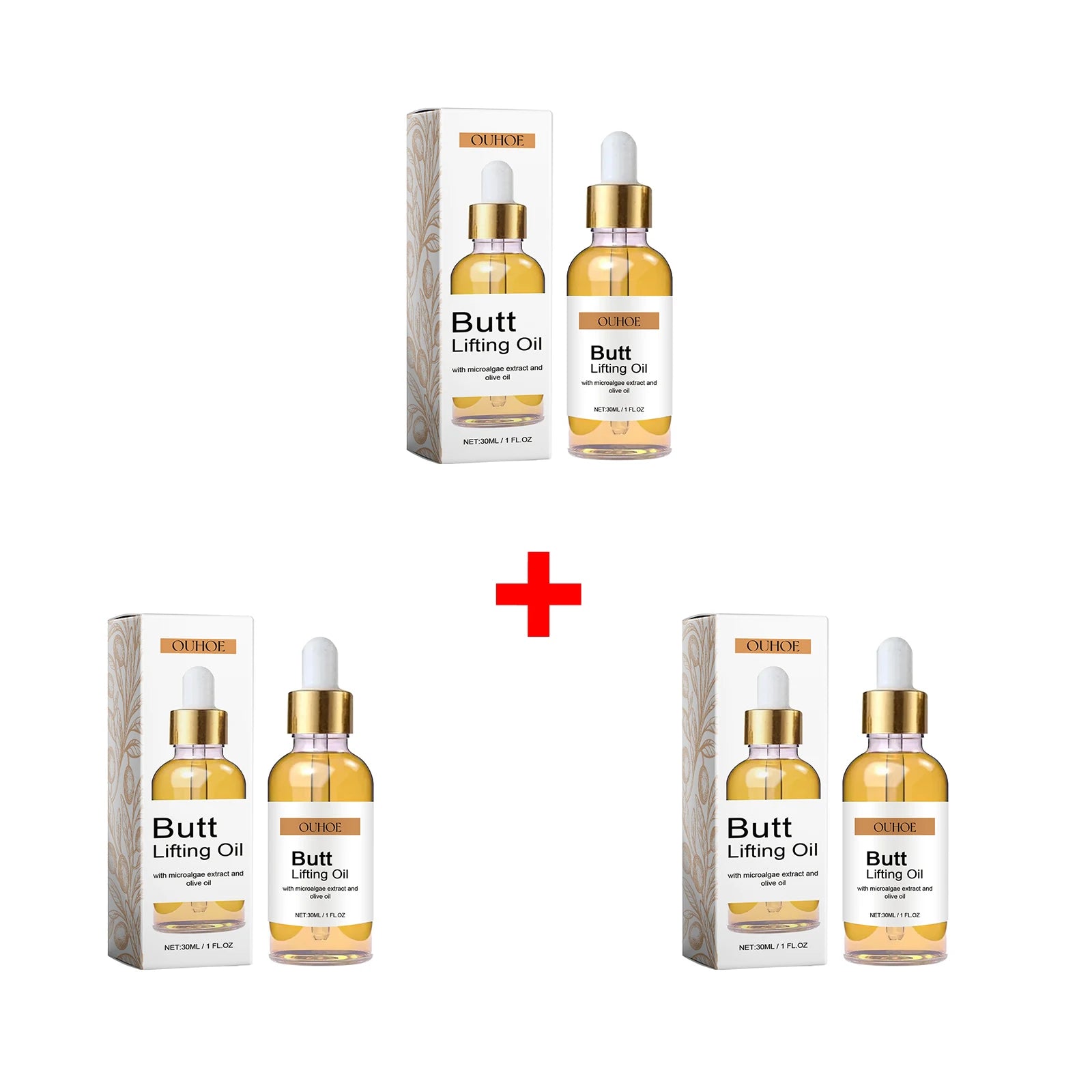 OUHOE Butt Lifting Oil 30ml Firming Serum, Hip Lifting & Tightening Massage Oil for Elasticity & Moisturizing Butt Care Body Oil Oasis Select 3pcs