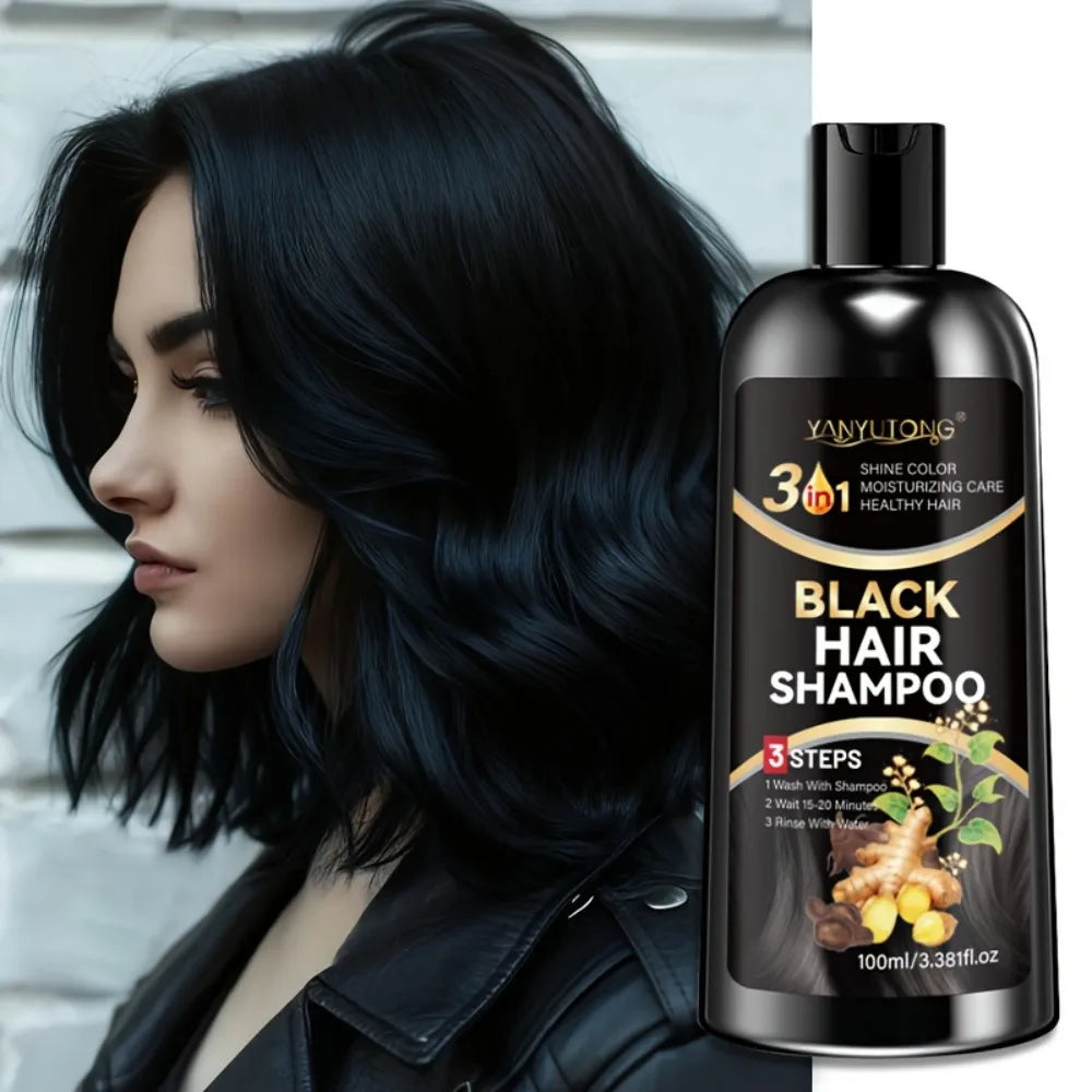 3.38fl oz3-in-1Black Hair Color, White Covering Shampoo, Plant-Based Black Hair Color, Rapid Hair Color Cream, Styling, DIY Care Oasis Select