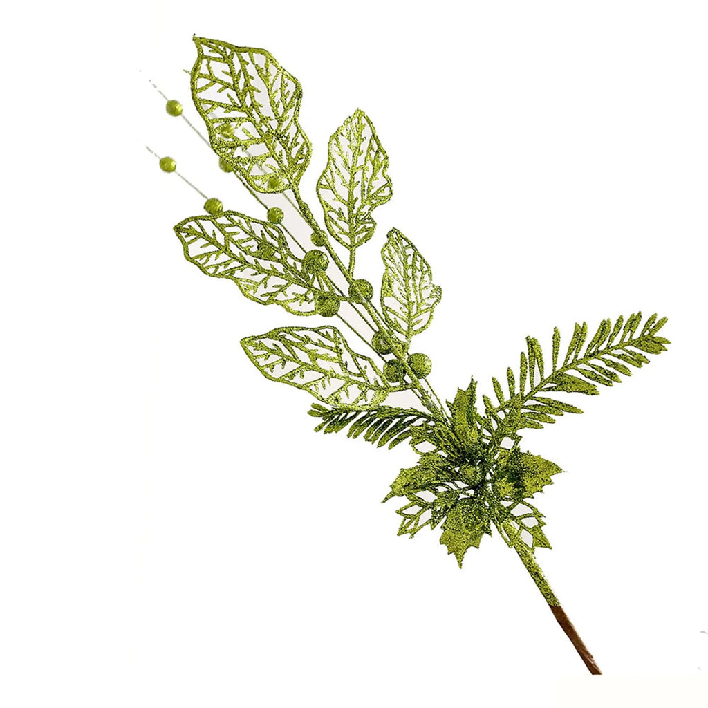 Gold Glitter Christmas Berry Branch Picks – Set of 10 Xmas Decor Christmas Tree Pick Oasis Select Army Green One Size