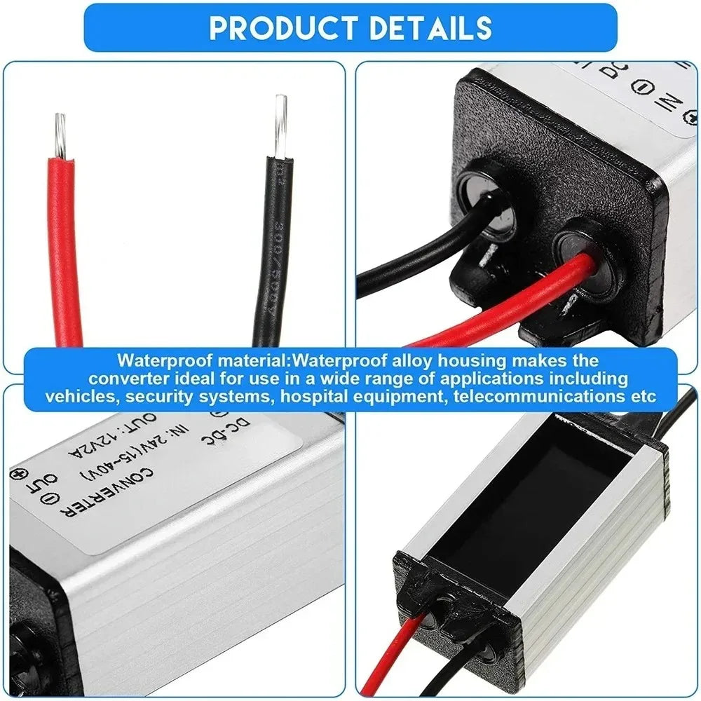 24V to 12V 2A-5A Power Buck Converter Voltage Transformer Waterproof Regulator Reducer Module Power Supply DC Buck Converter Oasis Select