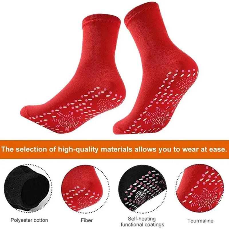 1/2/3/4/6Pairs Self-Heating Shaping Socks Pain Relief Whole Foot Thermal Socks Tourmaline Cold-Resistant for Men Women Outdoor Oasis Select
