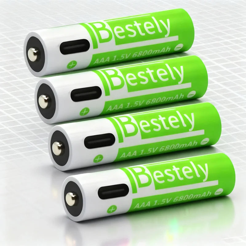 AAA Rechargeable Lithium Battery 2025 New 6800mAh Large Capacity, USB-C Charge, for Cameras, Electric Toothbrushes, Shavers Oasis Select