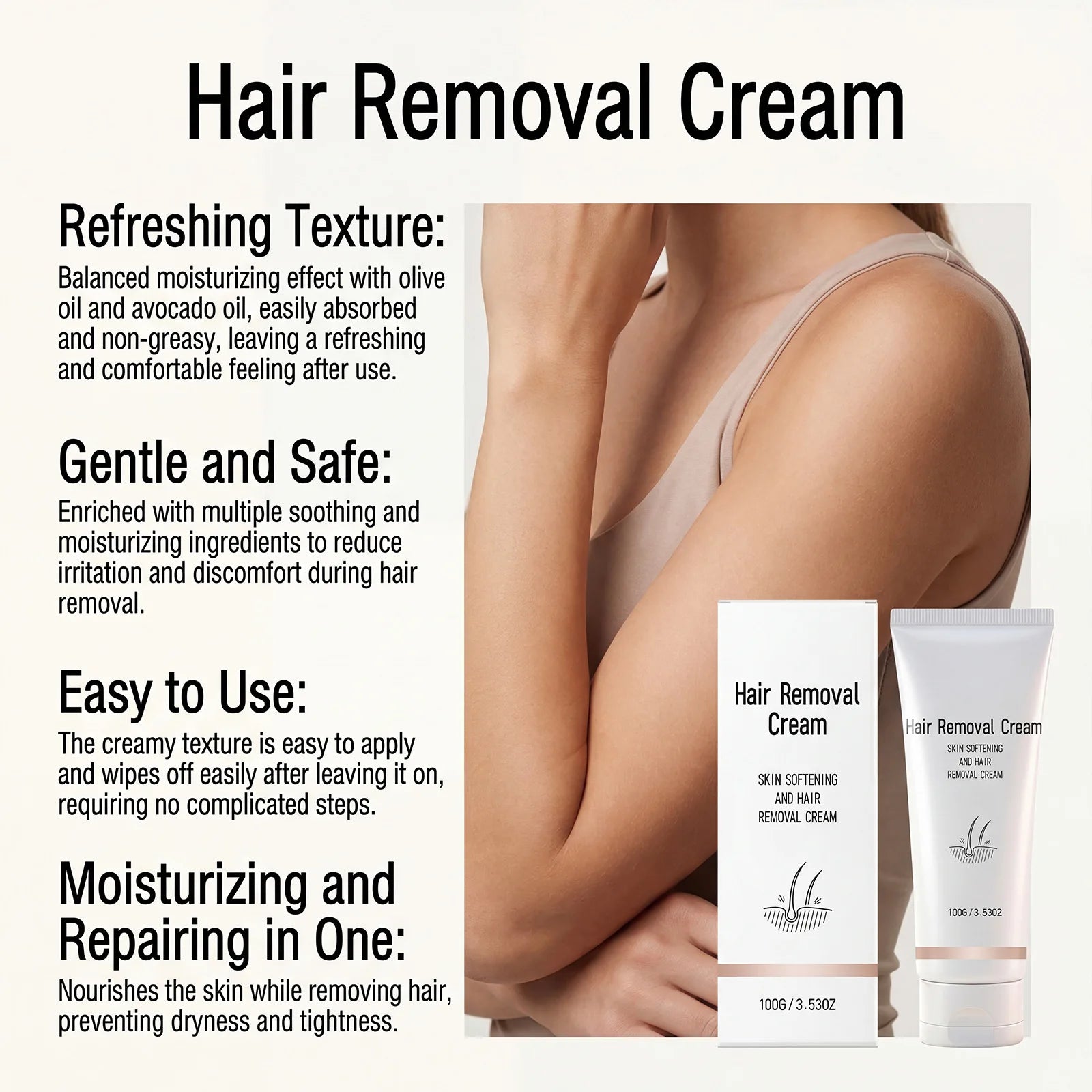 Instant Hair Removal Cream Gentle Painless Remove Hair Smooth Nourish Skin Easy Apply No Redness Personal Care Hair Remove Cream Oasis Select