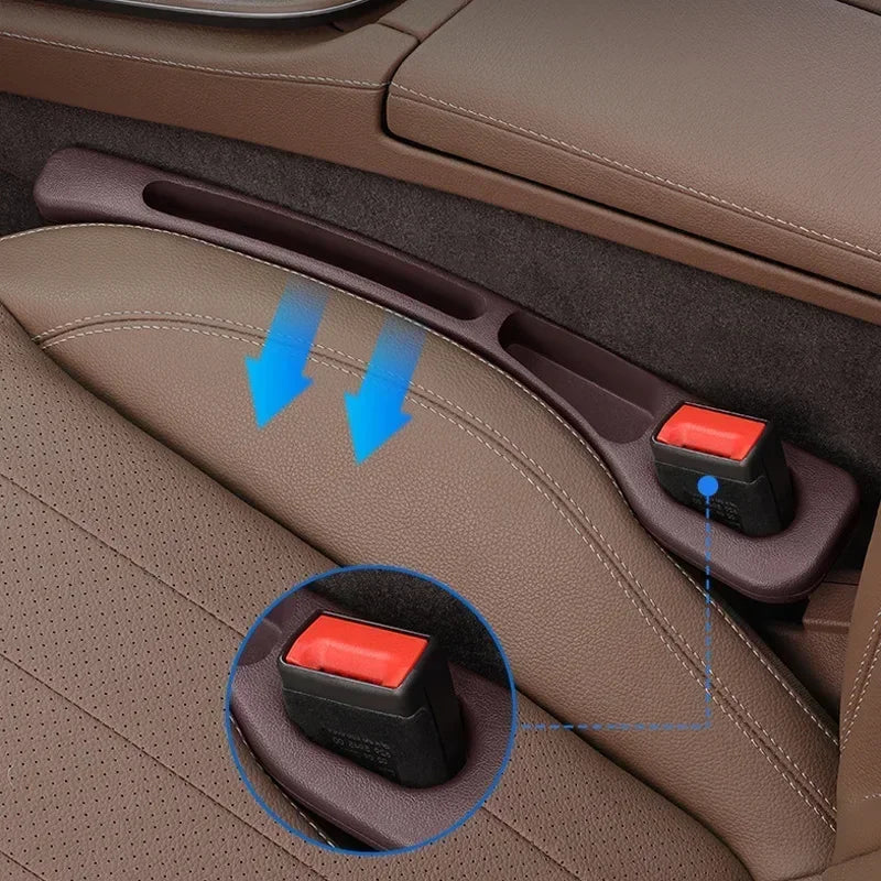 2Pcs Car Seat Gap Filler Organizer PU Waterproof Universal Car Seat Gap Anti-leak Stopper Strip 2Slot Seat Gap Storage Organizer Oasis Select