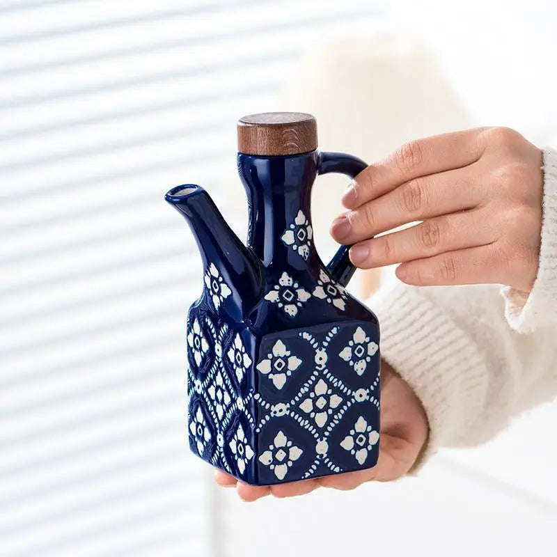 American Ceramic Oil Pot Commercial Oil Bottle Chili Oil Soy Sauce Vinegar Pot Household Kitchen Seasoning Bottle Oasis Select