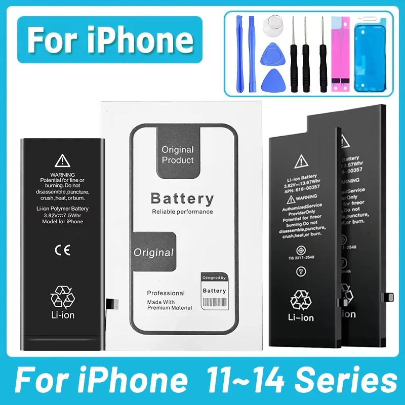 0 Cycle High Capacity Battery For iPhone 11 11Pro 12Pro 12 13 14 13Pro 14Pro Max Mini Phone Bateria + Free Tool Kit Oasis Select