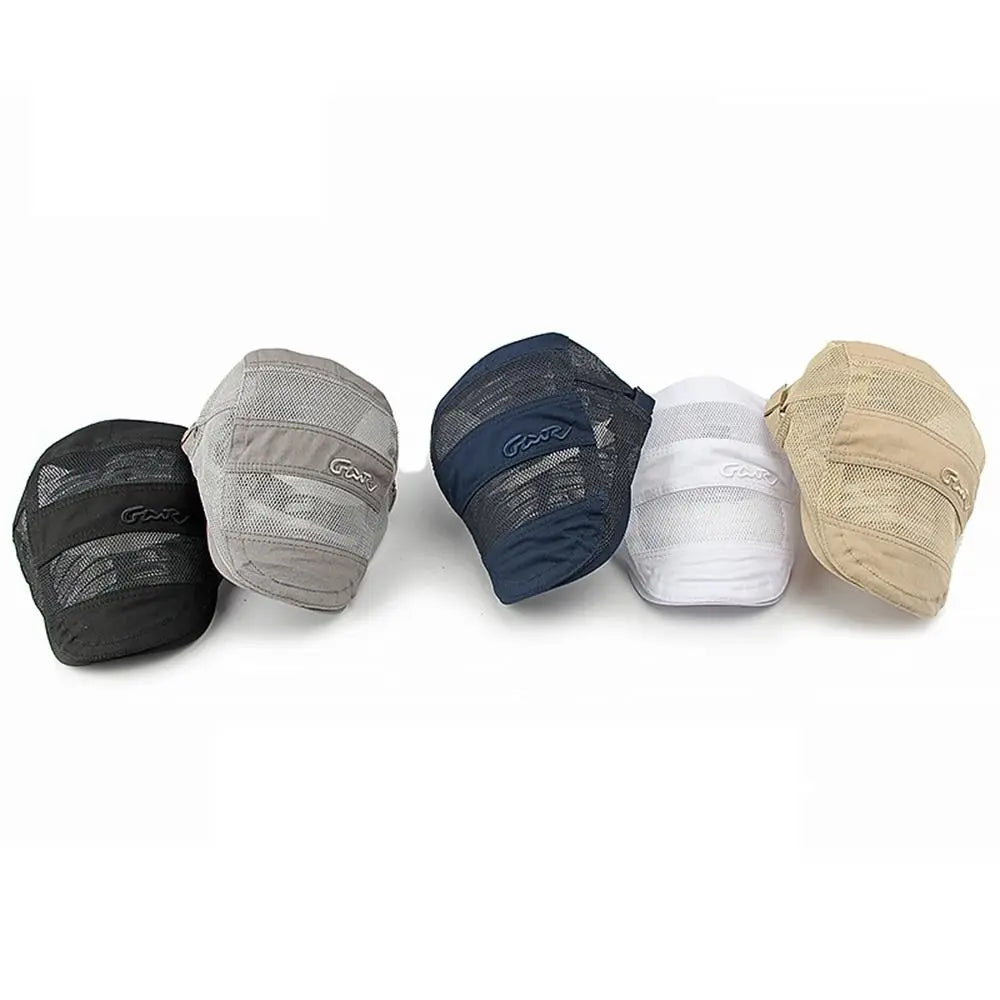 New Vintage Mesh Beret Breathable Casual Visor Hat Cotton Letter Print Sun Hat Outdoor Sun Protection Oasis Select