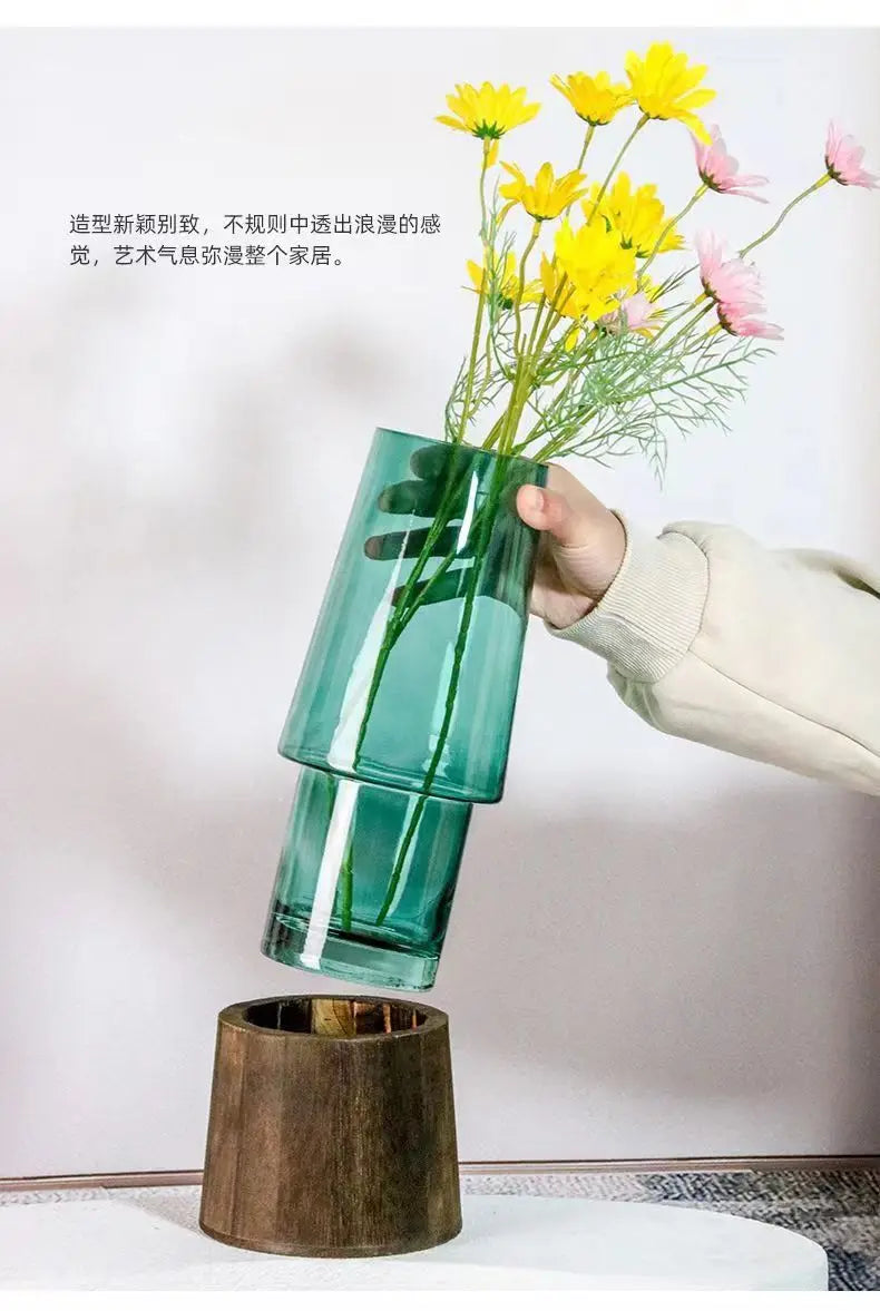 Nordic Light Luxury Simple Tabletop Glass Vase Landing South Bamboo Hydroponic Ware Transparent Tabletop Vase Decoration Oasis Select