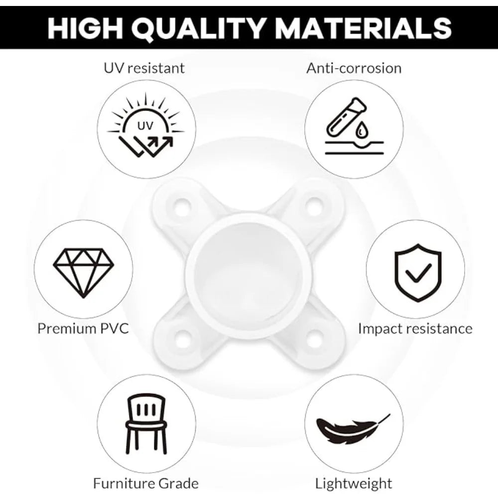 American SCH40 Resistant PVC Flange Fittings Strong Pipe Connectors set for Securing Shelves & Stabilizing Table Legs Easily Oasis Select