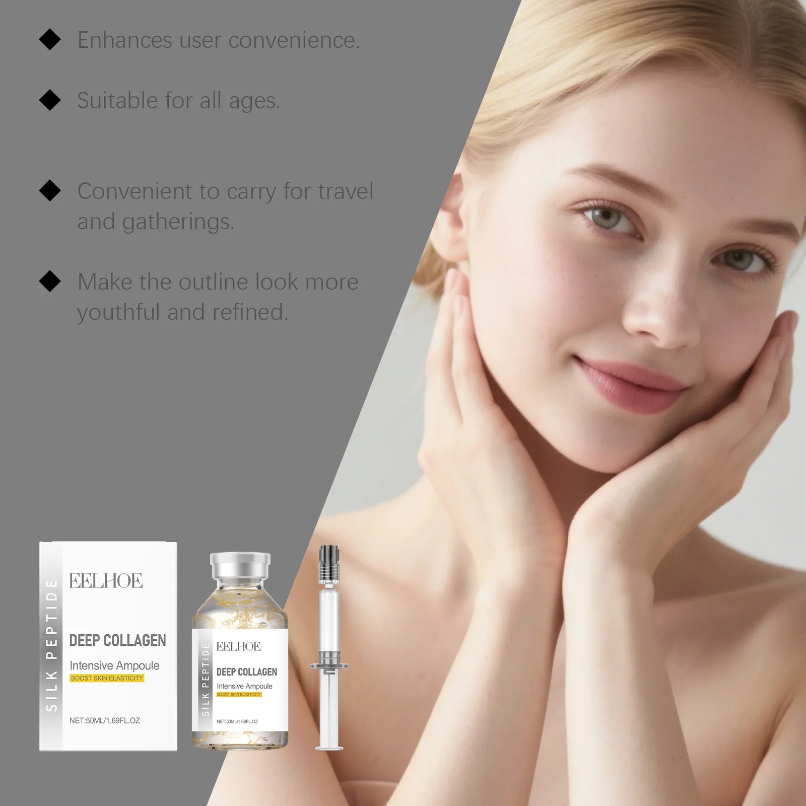 Silk Peptide Intensive Lifting Ampoule Deep Collagen Intensive Revitalizing Essence Face Tightening Smoothing Anti Aging Serum Oasis Select