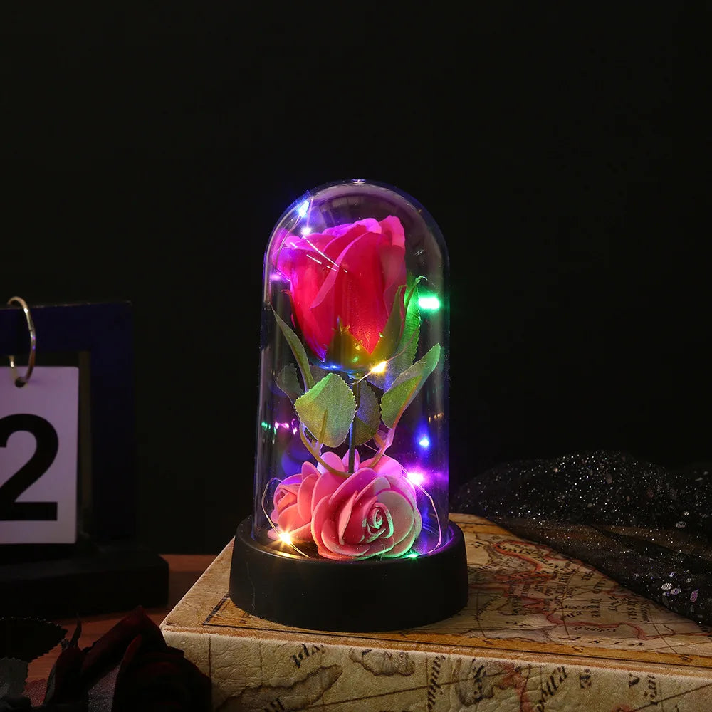 LED Rose Dome Ornament – Everlasting Artificial Flower Gift