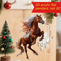 Exquisite 2D Acrylic Horse Car Rearview Mirror Pendant Backpack Charm Christmas Tree Ornament Party New Year Hanging Decoration Oasis Select A9