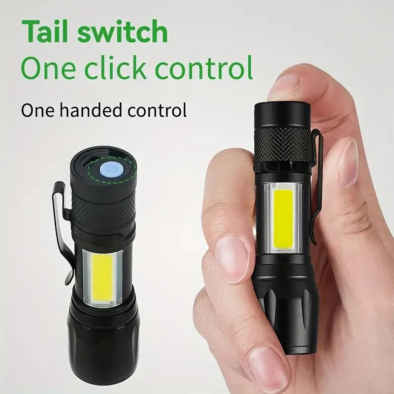 Mini Torch LED Pocket Flashlight with Pen Clip Portable Rechargeable Light for Outdoor Camping Waterproof Long Range Lantern Oasis Select