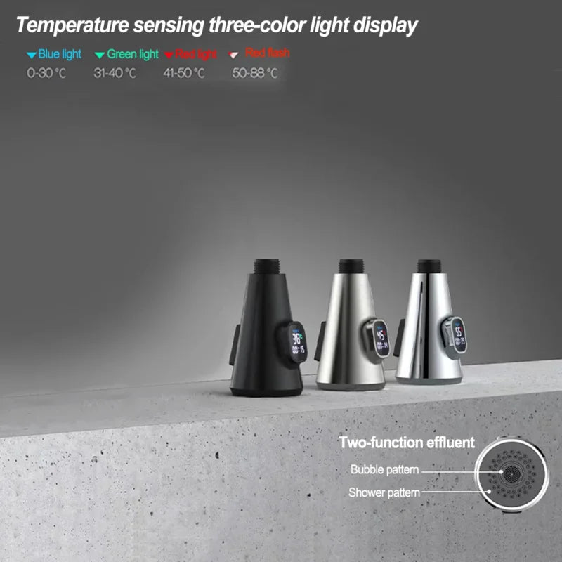 Kitchen Pull-Out Faucet Replacement Head Digital Display Temperature Sensor Nozzle Sink Basin Kitchen Pull Out Sprayer Nozzle Oasis Select