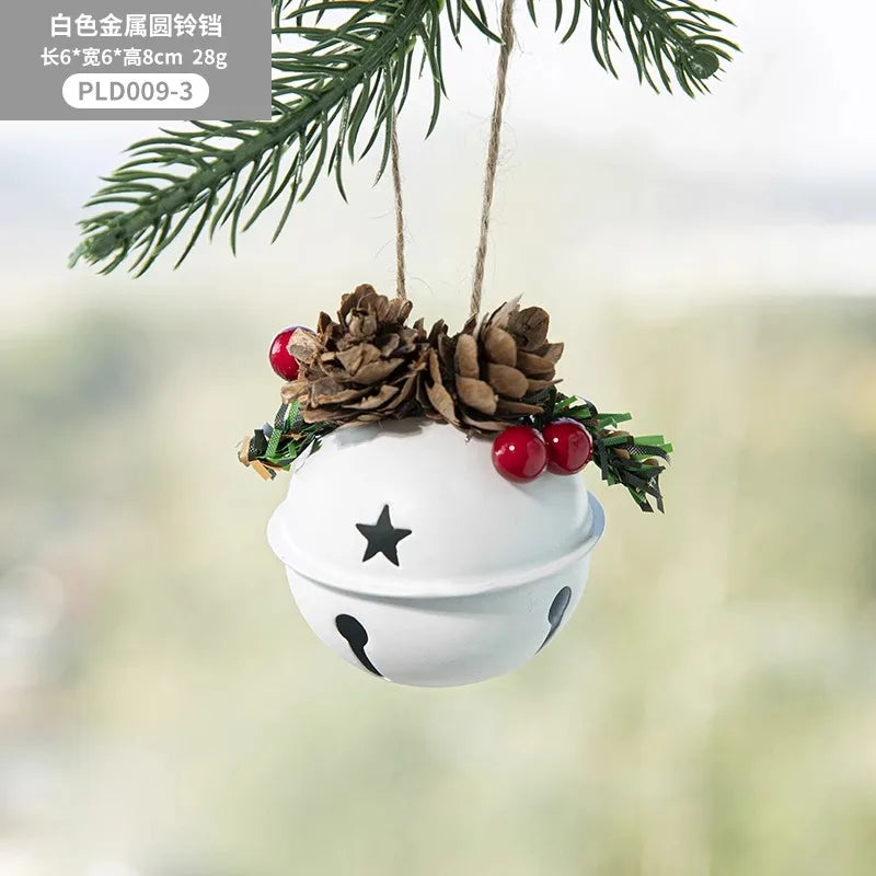 Christmas Door Car Decoration Christmas Tree Red Velvet Bow Bell Small Pendant Decoration Props Oasis Select 5