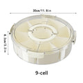 Round Snack Tray with Lid and Handle-Portable 9/6 ccells food storage box with 360 ° swivel and clear window cover for travel Oasis Select 9-cell