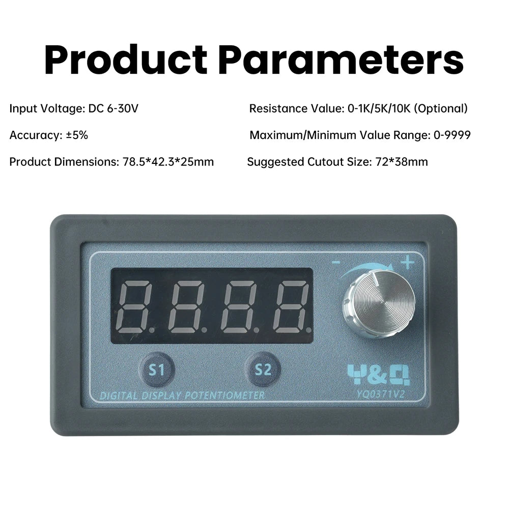 4-Digit Digital Display Potentiometer Frequency Meter Adjustable Resistor PLC Inverter With LED Screen 1K/5K/10K Resistance Oasis Select