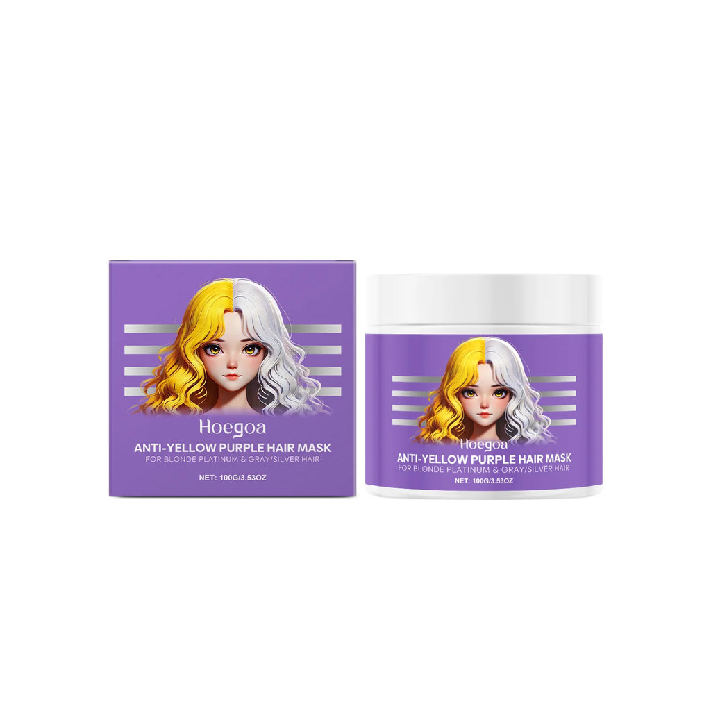 HOEGOA Purple Hair Mask – Anti-Brass Toner for Blonde & Silver Purple Toning Hair Mask Oasis Select 100g boxed
