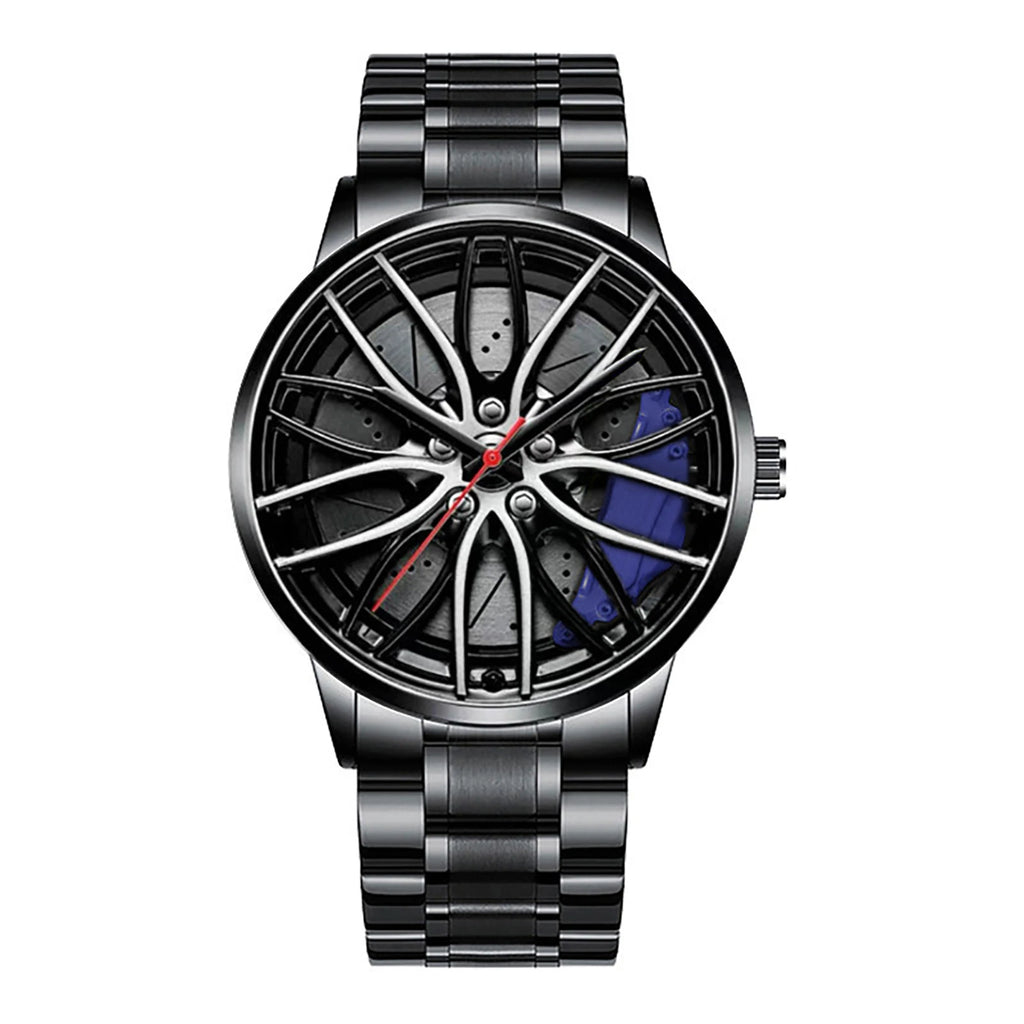 Men's Car Rim Quartz Watch – Leather Strap Round Dial