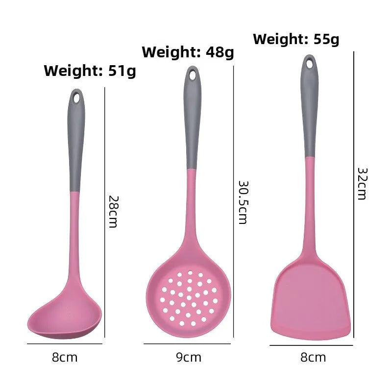 Food Grade Silicone Spatula Non Stick Pot Spatula Heat-resistant Pot Protector Household Stir Fry Soup Spoon Oasis Select ash pink