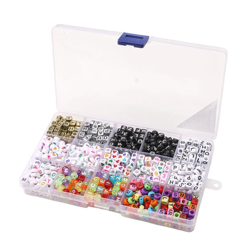 1080-Pc Acrylic Letter Bead Set | 15-Grid Box, DIY Jewelry Making DIY Bead Jewelry Kit Oasis Select