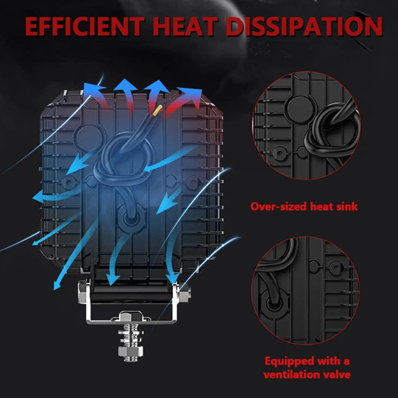 WISH 4 Inch Car Square LED Work Light Strobe Headlight White Yellow Offroad Driving Light Spotlight For Truck Cars Suv Boat Oasis Select