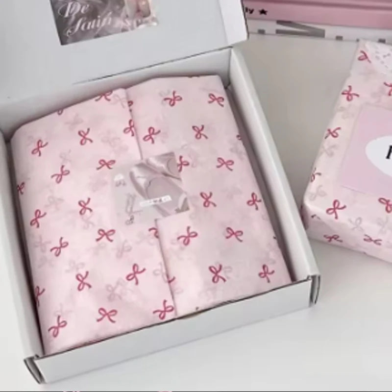 20-Sheet Floral Bow Wrapping Paper 50x70cm | Korean Gift Tissue