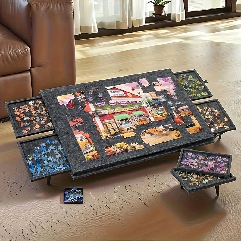 Christmas 6-In-1 Portable Puzzle Table/with Stand and Lid/Felt Puzzle Board/Puzzle Table with Six Drawers That Can Hold 1500pcs Oasis Select
