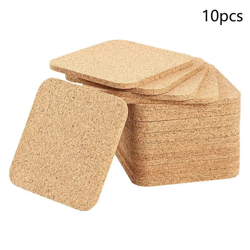 10PCS Natural round Wooden Cup Mat Non-Slip Cork Coaster Durable Mug Drinks Holder for Table Decor DIY Set of 10 Tableware Oasis Select B M