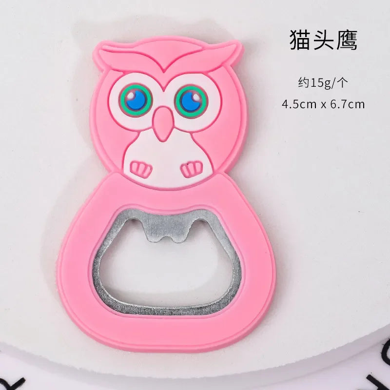 Cartoon Small Animal Bottle Opener Refrigerator Magnet Pvc Soft Glue 3D Creative Magnetic Cool kitchen Gadgets Oasis Select owl