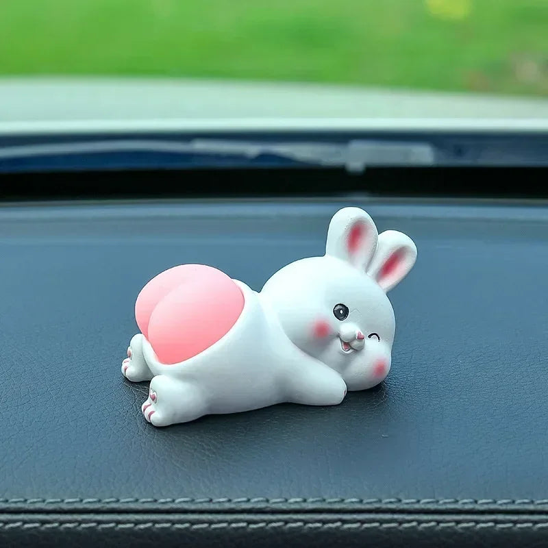 Cute Cartoon Car Ornaments Creative Panda Pig Doll Center Console Decorative Accessories Unpacking Car Interior Ornaments Oasis Select B Face to the right