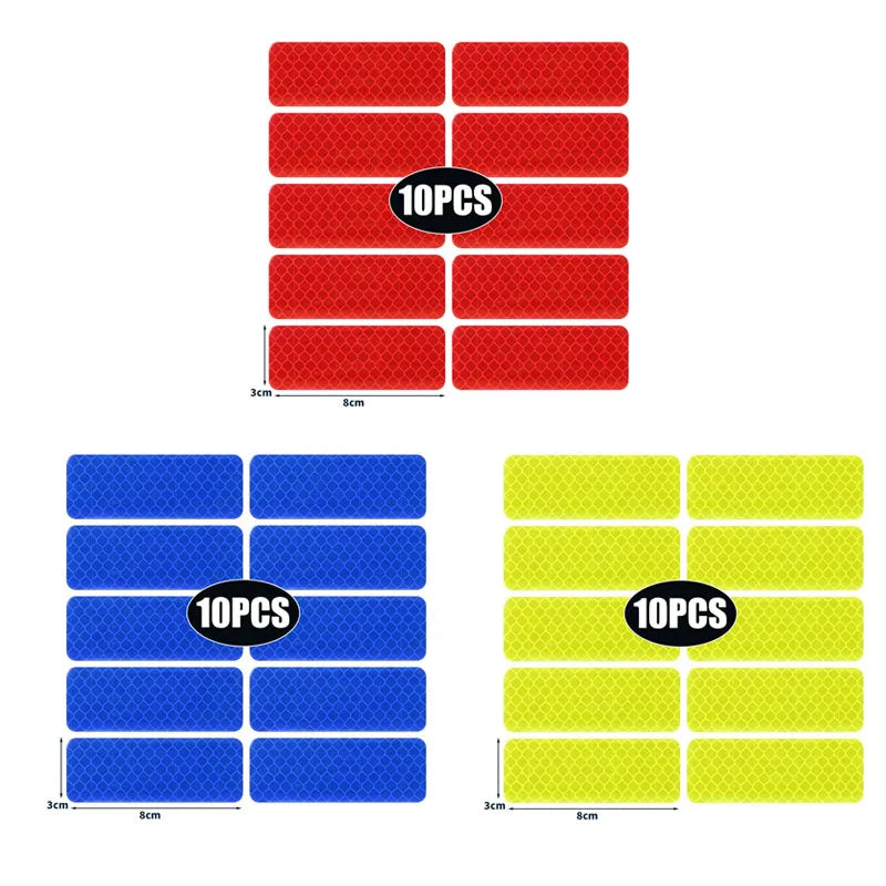 10/20/30pcs Reflective Strips Night Safety Warning Bicycle Motorcycle Stickers Motorbike Helemet Side Panels Decals Decoration Oasis Select 30pcs mix 1