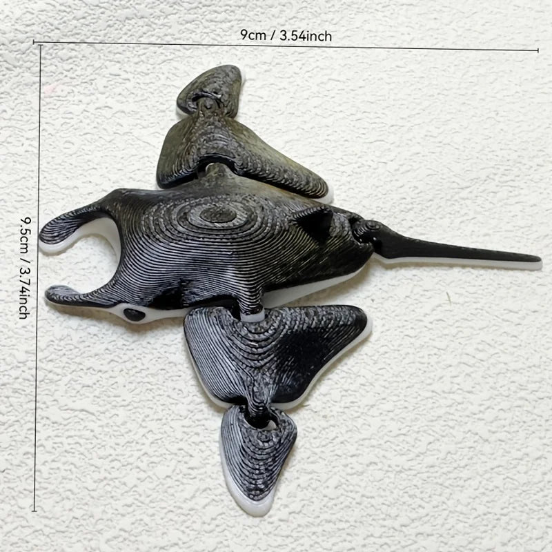 Articulated Manta Ray Figurine 3DPrinted Flexible Joints Devil Fish Aquarium Decor Collectible Display Aquarium Accessories Gift Oasis Select Manta rays