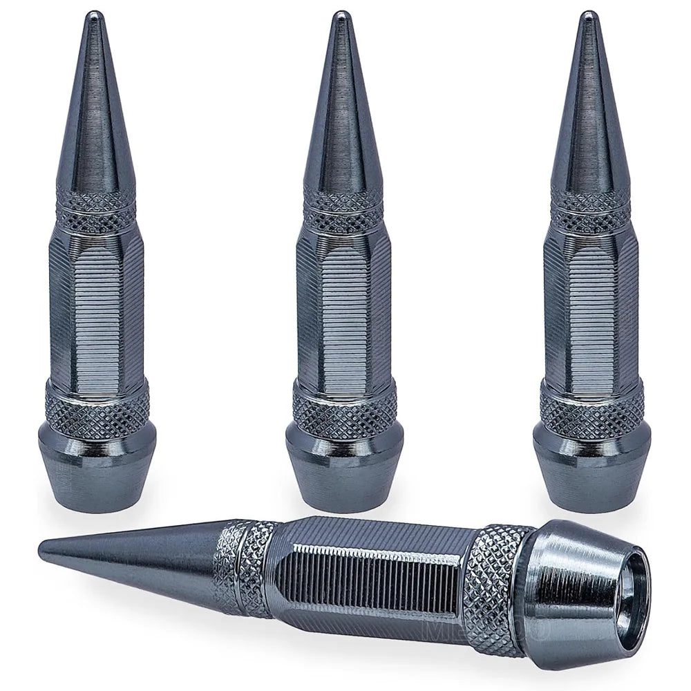 4Pcs 60mm Valve Caps, Aluminum Alloy Dustproof and Waterproof Tire Valve Stem Caps, Suitable for Cars, Trucks and Motorcycles Oasis Select Grey-4Pcs