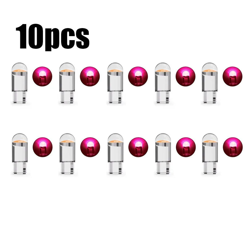 5/10/15pcs 5W LED Canbus T10 Car Lights COB Glass Interior Parts Bulbs 6000K White Auto License Plate Lamp Dome Read Light 12V Oasis Select 10pcs Pink