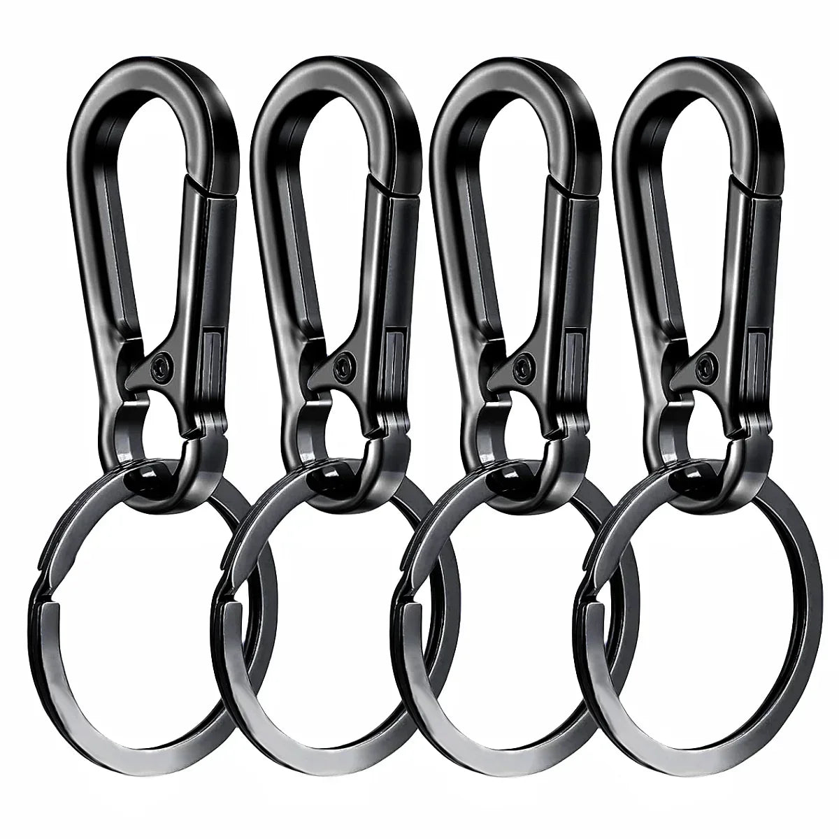 4Pcs Carabiner Clip Keychain Metal Carabiner Shape Key Ring Keyring Key Holder Clips Hook Holder Organizer for Car Keys Finder f Oasis Select black 4PCS 4PCS