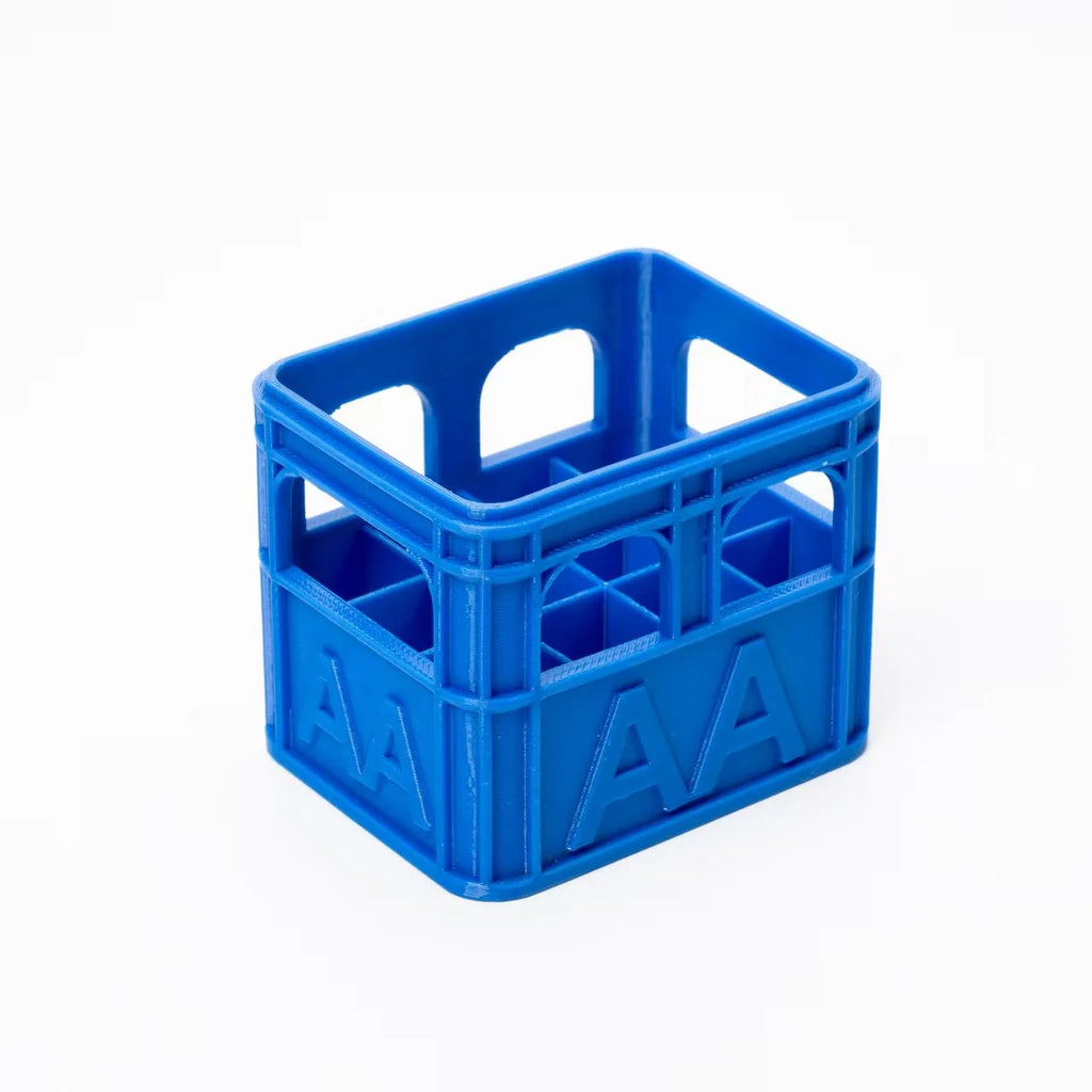 3D Printed Beer Crate Style AA/AAA Battery Storage Boxes Stackable Battery Organizer Home Office Desktop Decor Storage Tool Gift Oasis Select AA blue