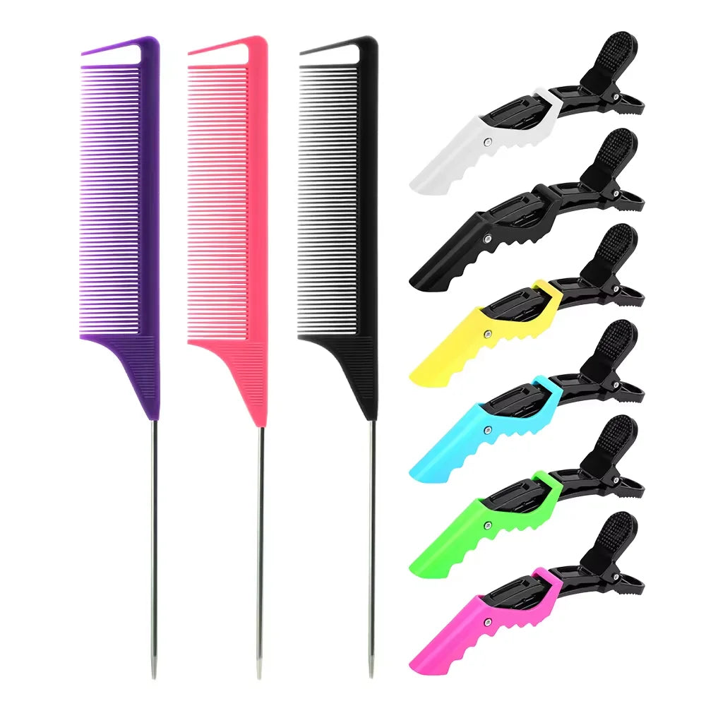 4 Candy Colors Hair Styling Pointy Tail Comb Set Anti-static Comb for Wig, Partition, Braid, Hair Dye, and Highlights Hair Tools Oasis Select TZ022