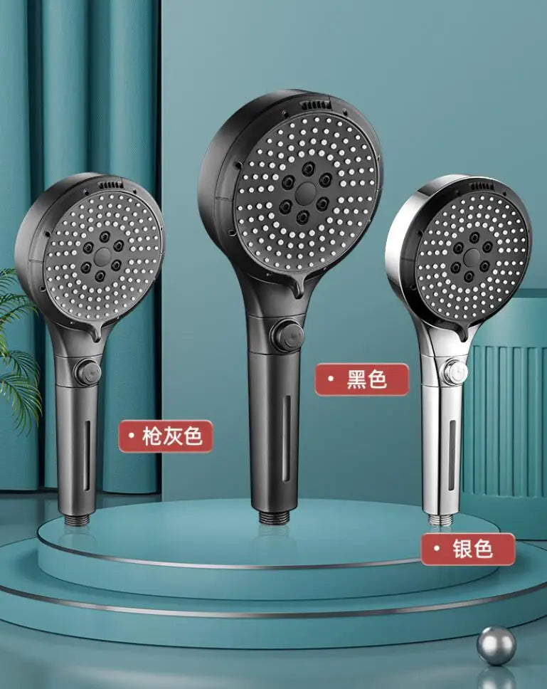 New 6 Modes Shower Head High Pressure Shower One-Key Stop Water Massage Shower Head With Filter Element Bathroom Set Accessories Oasis Select