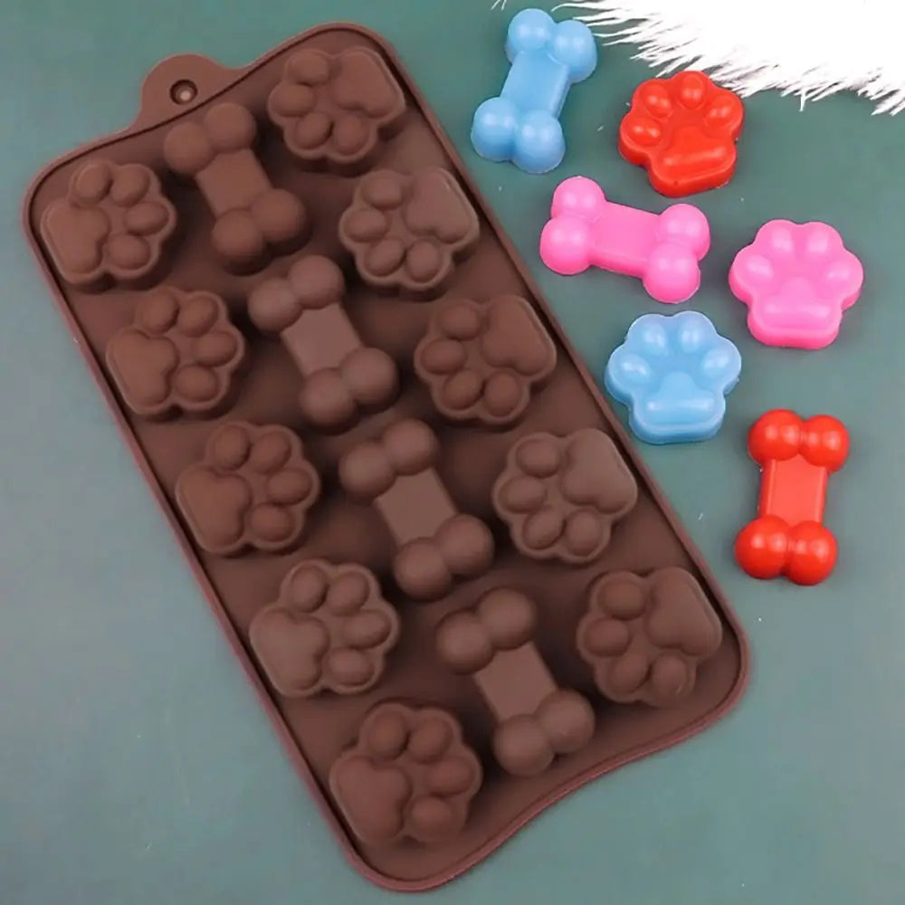 Silicone Chocolate Mold Dog Bone Cat Paw DIY Ice Tray 14 -grid Temperature Resistance -40~ 230°C Cake Baking Tool Fondant Oasis Select