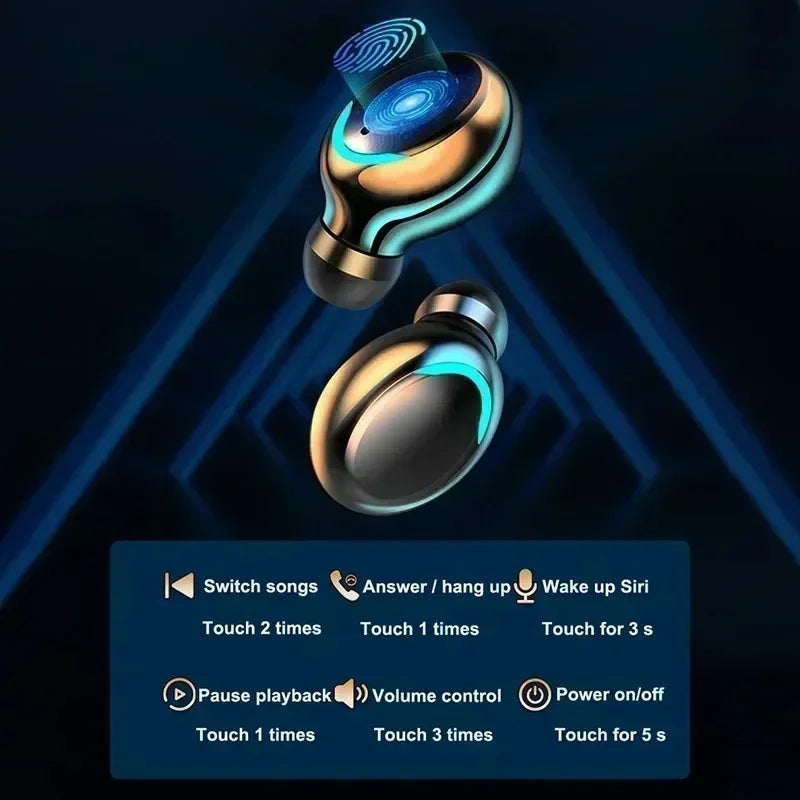 Bluetooth Headphones 9D Stereo High Bass Sport Earphones Handfree Touch Control Tws Wireless Earbuds Waterproof Headset Oasis Select