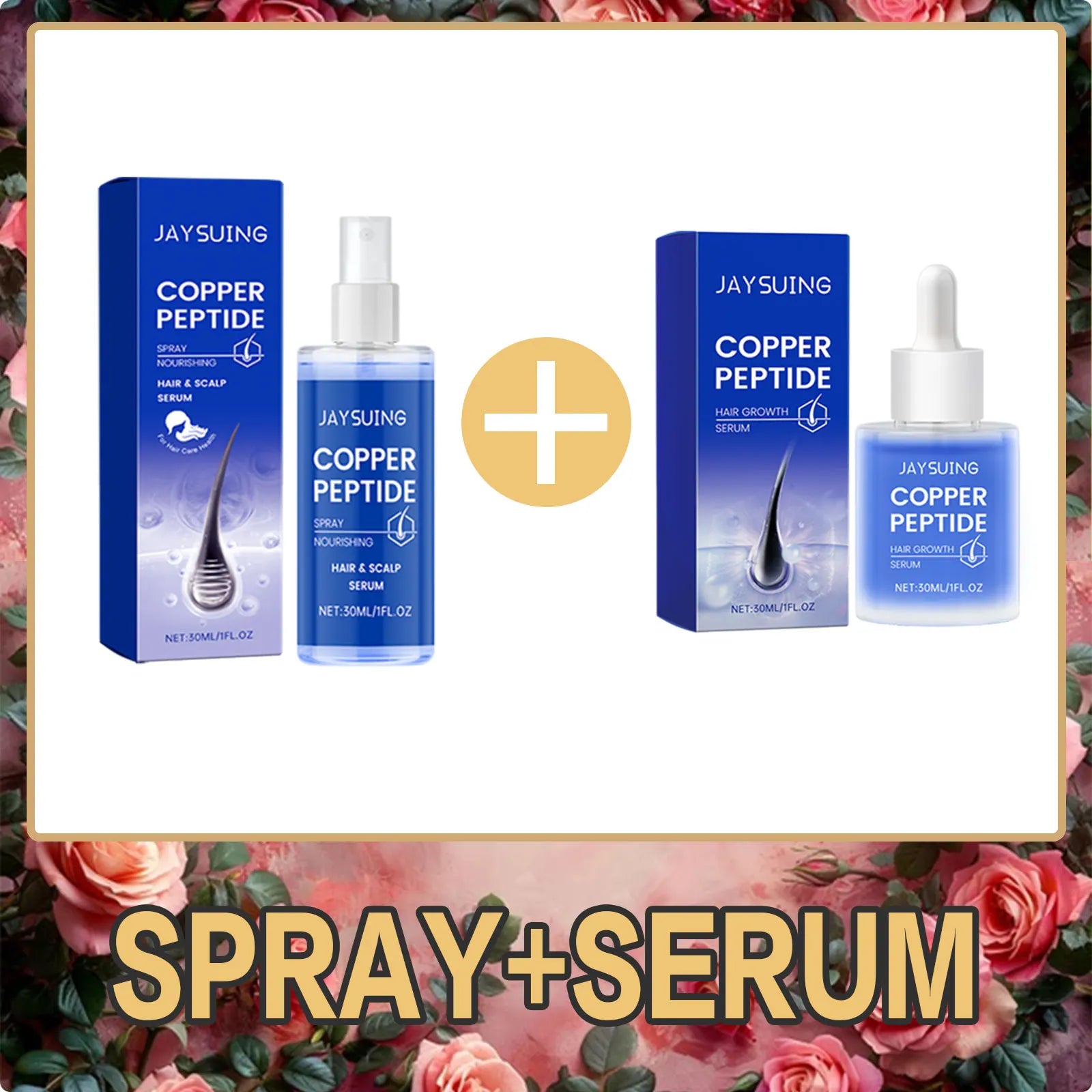 Copper Peptide Hair Growth Set – Shampoo, Serum, Spray & Oil Hair Growth Care Set Oasis Select Spray Serum Set