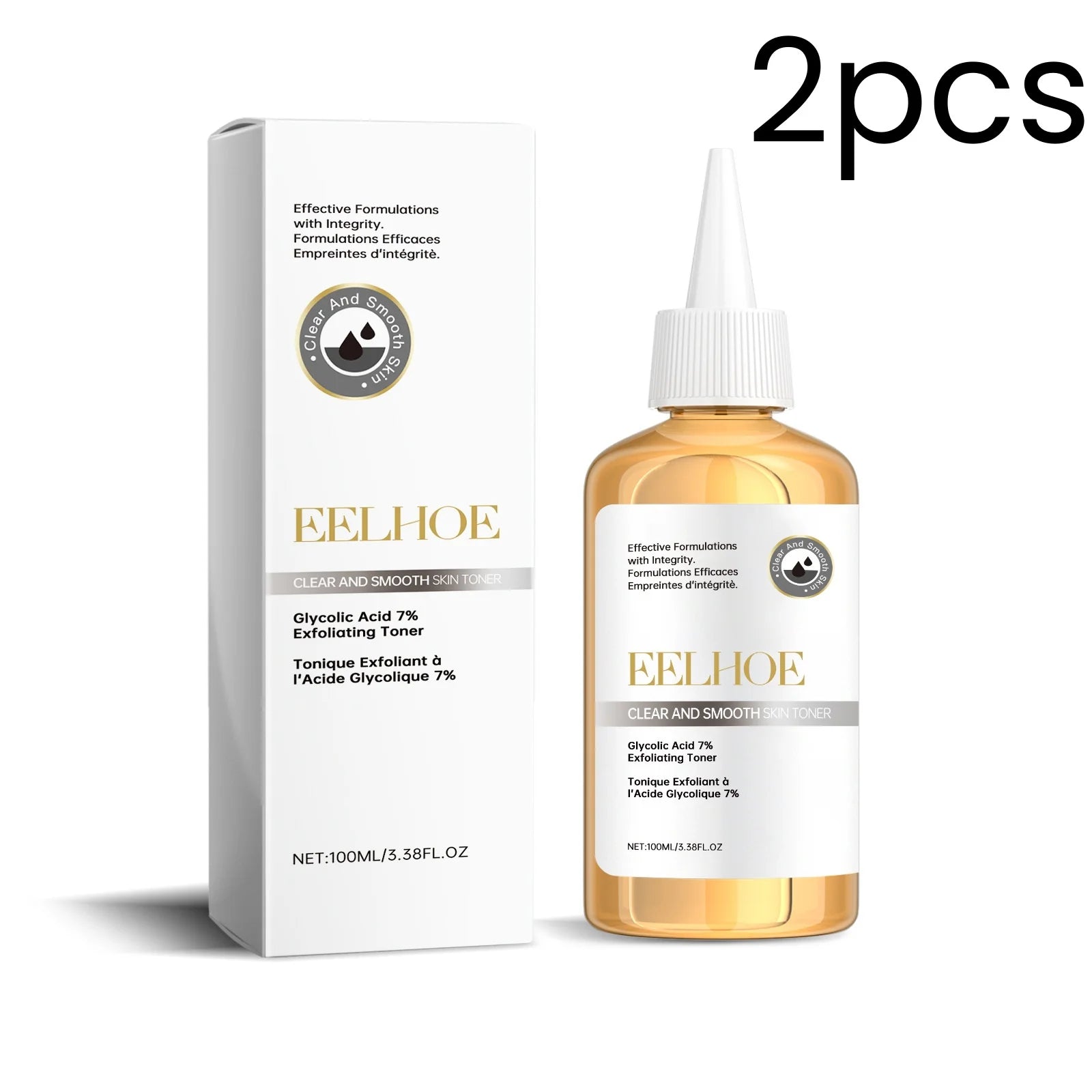 EELHOE Glycolic Acid Toner Gentle Exfoliation Refine Pores Deep Moisturizing Brighten Skin Tone Natural Clear Smooth Skin Toner Oasis Select 2pcs